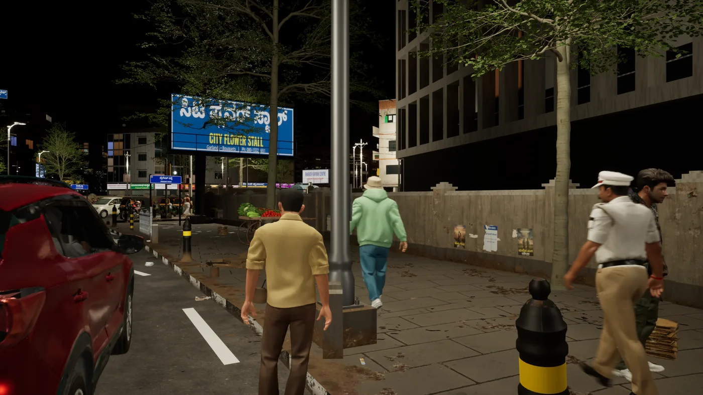 Brigade Road footpath at night